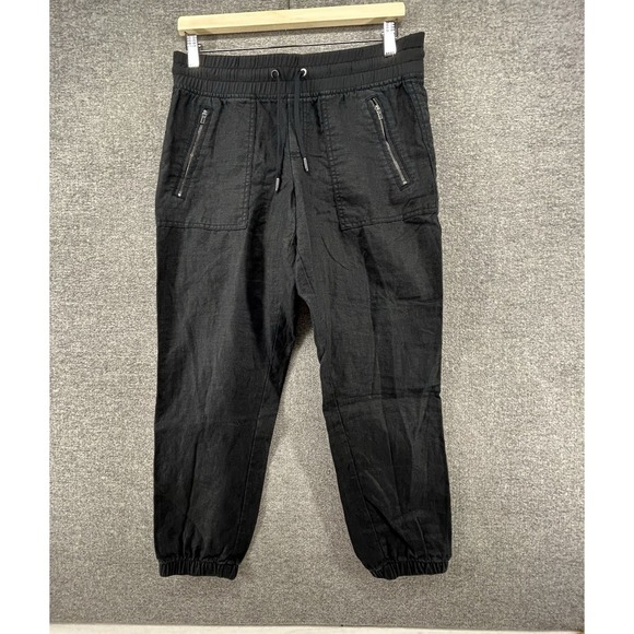 Athleta Pants - Athleta Cabo Linen Jogger Pants Women Size 6 Petite Black Activewear
